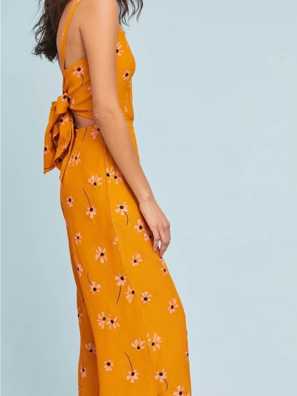 Faithfull the Brand Orange Floral Tie-Back Jumpsuit
